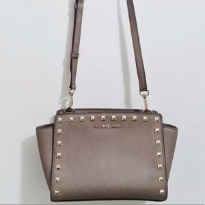 Michael Kors Selma Saffiano mini studded crossbody